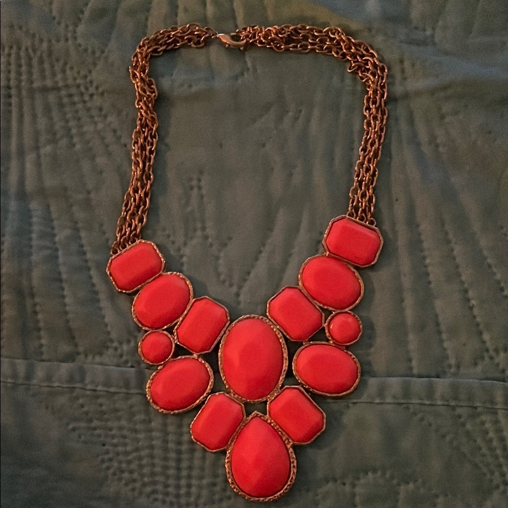 Orange and Gold Statement Necklace